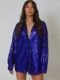 Blouses Long Sleeve Top Sequin Shirts Women Y2K Solid Shirt Autumn Winter 2023 Chic Streetwear Green V Neck