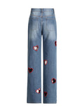 Fongt Personality 2025 Autumn New Fashion Niche Design Hollow Love Straight Jeans Female Trend