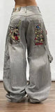 Y2K Polar Boy Jeans Hip-Hop Cartoon Pattern Loose Harajuku High Waist Wide Pants-Outfit