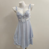 Fongt Lace Hollow With Chest Pad Sling Ice Spring And Autumn Cool Night Dress Beautiful High Sense Of Pajamas Female Pure Desire