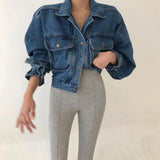 Jackets Women Top 2023 Sexy Puff Long Sleeve Y2k Clothes Cropped Jacket Streetwear Women's Denim