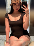 Jumpsuit White Playsuit Sexy Short Sleeve Rompers Women Solid One Piece Outfits Overall Bodycon Black Jumpsuits