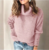 Fongt Solid Color Sweater, Loose Turtleneck Sweater, Women's