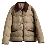 Lapel Short Down Jacket Female 2024 Winter New Sweet Korean Small Fragrant Wind Warm White Duck Down Coat Hot Style-Outfit