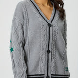 Women's Autumn Winter New Knitting Embroidered Cardigan Temperament Reduces Age Loose Casual Sweater-Outfit