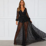 Fongt Winter New Women's Dress Hollow Sexy V-Necked Hot