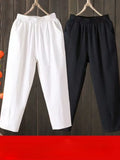 Fashion Woman Pants Casual Cotton Linen Harem Pants LOOSE Solid Ankle-Length Pants Elastic Waist Women's Summer