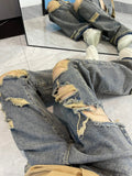 Faded Boyfriend Fit Frayed Ripped Jeans-Outfit