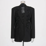 Fongt Personality Suit 2025 Autumn New Fashion Niche Splicing Bow Blazer Women