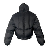 Fongt Design Black Armor Warm Winter Coat Deconstructed Oversize Neutral Style Men And Women's Same Cotton Suit