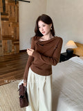 Fongt Xixi 2025 Autumn White Standard Temperament Wool Kinesi Flower Bottoming Lady Set On The Coat Woman 25384