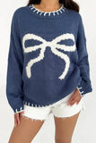 Bow Jacquard Sweater-Outfit