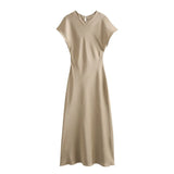 New Silk Satin Long Style Midi Dress 2157238 706-Outfit
