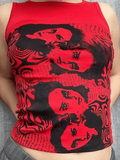 Gothic Screen Print Crop Tank Top-Outfit