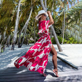 New Summer Print Dress INS Leisure Vacation Loose Medium-Sleeved Beach Skirt-Outfit