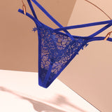 Fongt Sexy Embroidery Cross-Band Incognito Thin Lace Tone Transparent Low-Rise Hollow Tpants