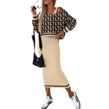 Fongt Women's Clothing 2024 Autumn And Winter New Bat Sleeve Dress Bag Hip Fashion Two Sets Of