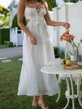 Ruched Tie-Up Strappy Maxi Dress-Outfit