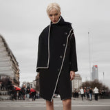 Fongt 2024 New Temperament Commuting Wind Irregular Shawl Type Single Breasted Loose Trench Coat Female Medium Long Coat-Outfit