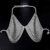 Tassel Rhinestone Crysta Chest Chains Women Hollow Out See Through Bra Top Summer Bikini Bodychain Party Crop