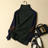 Patchwork Thicken Knitted Pull Sweater 1028-0-Outfit