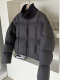 Knit High Collar 90 White Duck Down Down Jacket Women's Short Style 2024 Winter Thick Puff Feeling Advanced Sense Bread Coat-Outfit