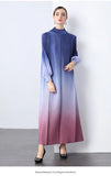 Fongt And Fashionable Gradient Lantern Sleeve Pressure Folding Dress Women Autumn And Winter Loose Apparent Thin-Skinny A-Character Dress