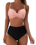 Fongt New Split High Waist Sexy Swimsuit Lady Small Chest Gathered Bikini