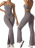 Fongt Women's Sleeveless Horn Jumpsuit Sexy Bare Back Vest Tightening Hip Yoga Jumpsuit