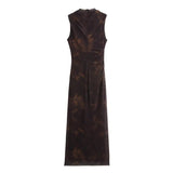 Fongt 2024 New Women's Wear Temperament Pleated Silk Net Slim MIDI Dress 9601541-Outfit
