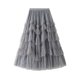 Fongt Skirt 2025 Spring New Mesh Dress Design Half-Dress Net Yarn Splicing Ponpong Skirt D1865