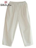 Women Summer Pants 2023 New High Waist Wide Leg Retro Cropped Trousers Casual Loose Baggy Cotton Linen Pants for Women Bottoms-Outfit