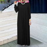 Fashion Women Pleated Muslim Dresses 2022 Spring Autumn Kaftan Long Sleeve Maxi Vestidos Casual Solid Loose Party