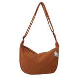Solid Color Corduroy Shoulder Bag-Outfit