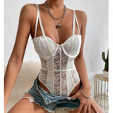 Fongt 2024 New Hot-Selling Sexy Lace Splicing Niche Street Spice Girl Onesie In Stock-Outfit