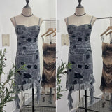Real Shooting Sexy Sling Dress Girl Summer Babes Thin With Chest Cushion Lotion Side Ribbon Mesh Vest Dress