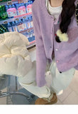 Spring And Autumn Short Loose Round Collar Knitting Cardigan New Small Coat Sweet And Gentle Wind Love-Outfit