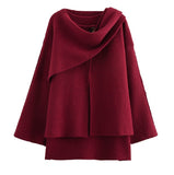 Fongt Women's Explosion Cloak Knitted Loose R-Shirt Sweater
