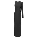 Women's Summer New Snake Bone Chain Black Dress Sexy One-Shoulder-Lexed