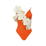 Sexy Fashion One Piece Swimsuit Solid 3D Flower Summer Women Swimwear Beachwear Summer Luxury Monokini Bathing Suit-Outfit