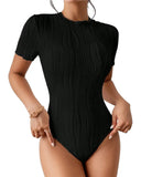 Fongt Spring/Summer OZON Women's Short Sleeve Corrugated Bodycoat Sexy Blouse