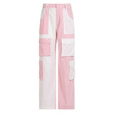Street Impact Color High-Waisted Corduroy Trousers 2024 Spring And Summer New Multi-Pocket Straight Tube Wide-Leg Tooling-Outfit
