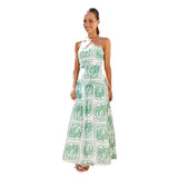 Fongt Women's Summer Casual Flowers Hanging Neck Beach Hawaiian Vacation Dress With Lib