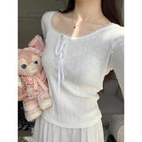 Lace Lacework Round-neck Slimming Inner Long Sleeve Top 3 Color-Outfit
