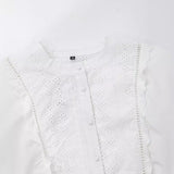 Spring New Women's Fashion Leisure Hollow Embroidered Shirt 8741047-Outfit