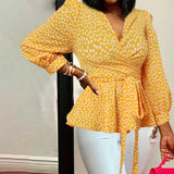 Deep V-Neck Leopard Print Belted Fashion