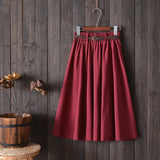 Fongt New College Wind Small Fresh Literary A Word Skirt Versatile Long Skirt Female Send Belt-Outfit