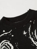 Swirl Print Ripped Design Sweater-Outfit