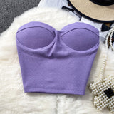 Fongt Color Strapless Vest Female Wearing Sexy Hot Girl Short Crop Slim Thin With Chest Pad-Outfit