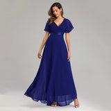 Folding Large Swing Double V-neck Flared Sleeves Elastic